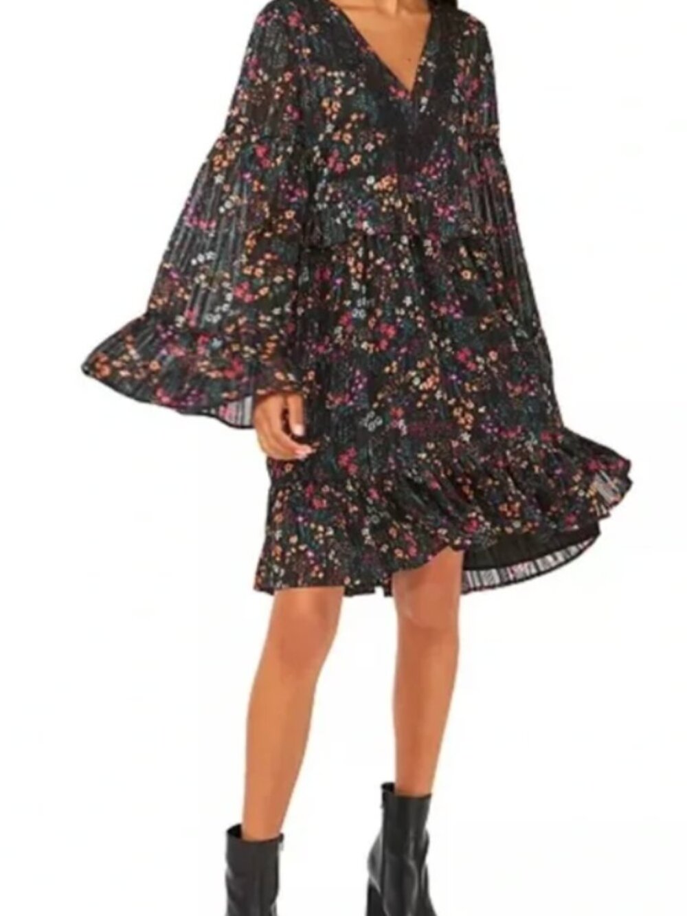 Riley & Rae Black Floral Babydoll Dress
